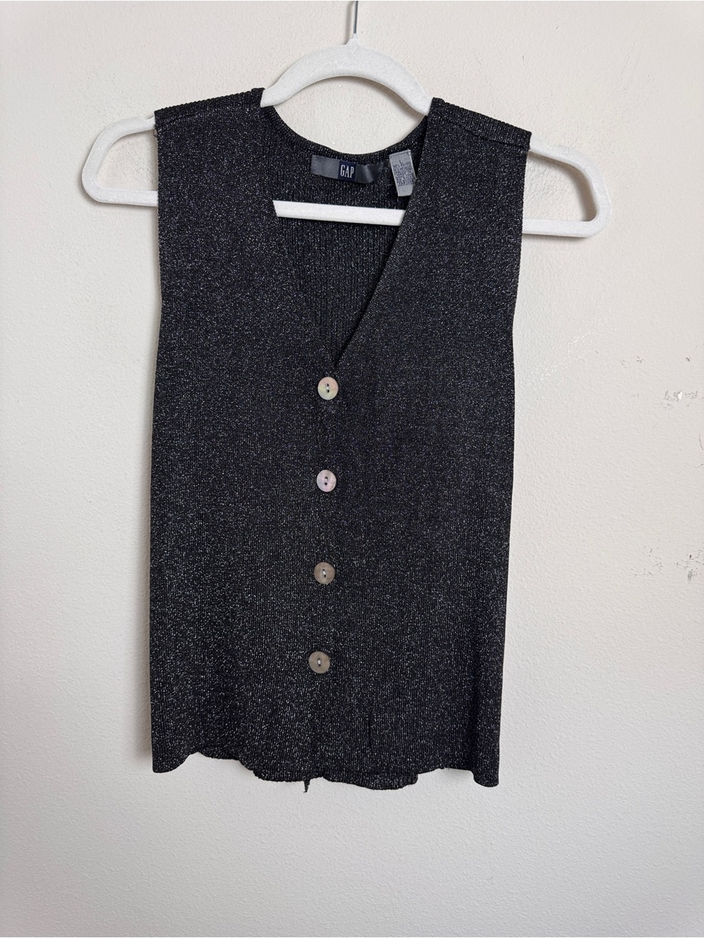Vintage Y2K Gap Metallic Black Vest Size Small